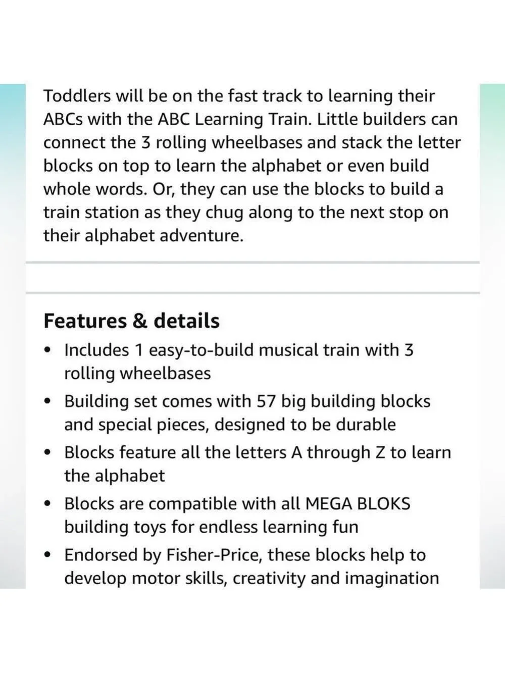 Mega Bloks First Builders ABC Musical Train 100+ Pieces Big Building Blocks Toy